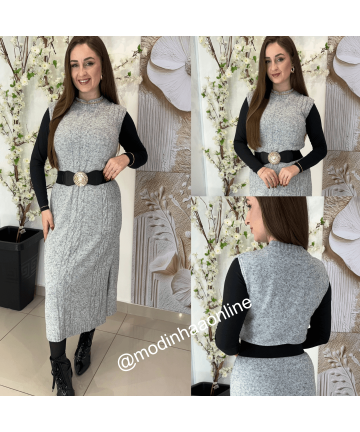 Vestido Ingridy Cinza Claro
